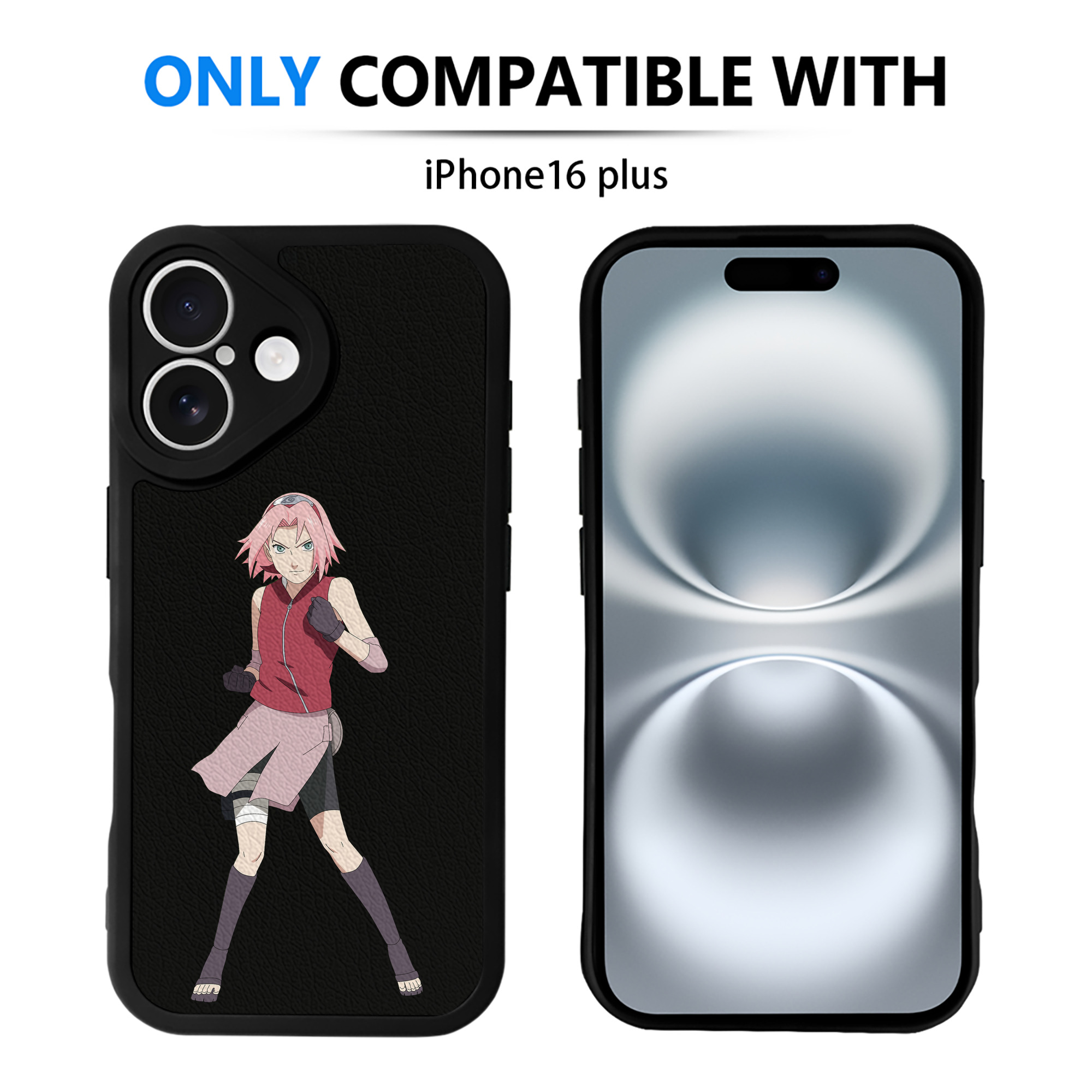 （画像用） NARUTO -ナルト- 春野サクラ Haruno Sakura 【iPhone 16シリーズ対応】シリコンスマホケース（レザー調） 材質：シリコン